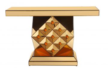 Hot Sell Mirrored Brown Crushed Diamond Console Table