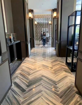 High-End Luxury Hotel Stone Floor: Blue Sand Marble Staircase Decoration