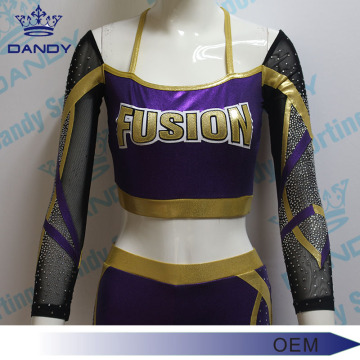 Custom made sparkly rhinestone youth cheerleading uniform