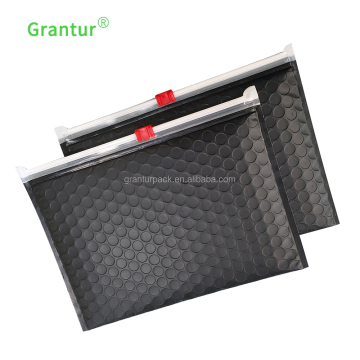 Matt Black Ziplock Bubble Bag - Reusable Small Pouch for Cosmetics