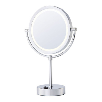 Two-sided battery round table mirror