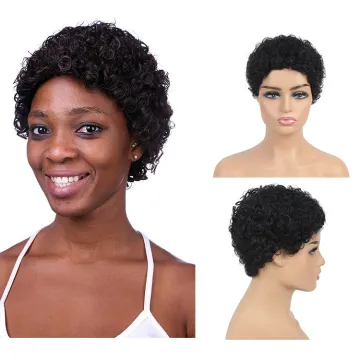 Pixie Cut Wigs Short 95% Human Hair Full Wig With Bangs Human Brazilian wig for black women