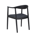 Modern Solid Wood Dining Arm Chair with Upholstered Leather Seat for Restaurant Cafe Hotel