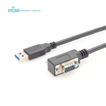 Industrial USB to DB9 Female Right Angle RS232 Serial Converter Cable for Controller Devices