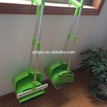 design plastic broom and dustpan with aluminum long handle, dustpan and brush set