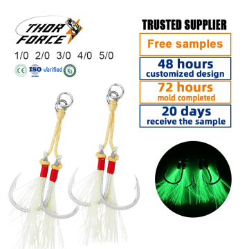 THORFORCE OEM Assist Jigging Fishing Accessories with Luminous Feather Double Hook (30mm-43mm)