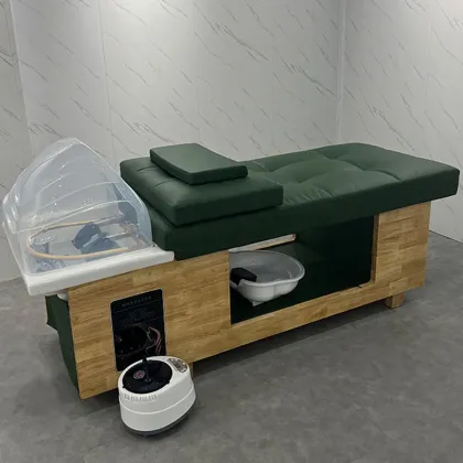 Modern Wooden Hair Washing Spa Salon Furniture Thai Shampoo Bed