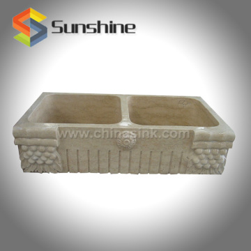 Apron Front Double Basin Galala Marble Farmhouse Sink                        
                                                Quality Choice