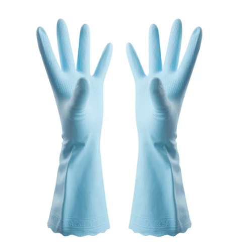 Gants ménagers en PVC doublés de troupeau, gants en caoutchouc gants de lavage