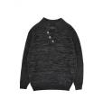 Pullover Rajutan Henley Pria Bertekstur Rib Leher Kancing