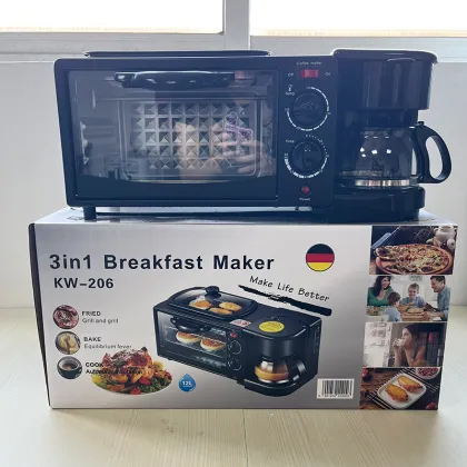 In Stock 3-in-1 Electric Breakfast Maker: Sandwich Maker & Toaster Oven