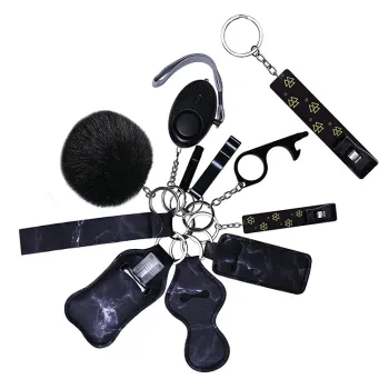 Cute Pom Pom Self Defense Keychain Alarm for Girls and Women