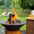 Retractable Corten Fire Pit Cooking Grill