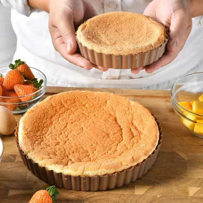 Nonstick Carbon Steel Quiche and Tart Pan for Baking Cakes and Pies