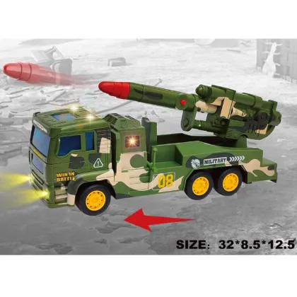 Shantou Toys Electric Light Music Friction Car Plastic Military Truck Toy Vehicle