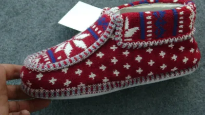 Red Flower Womens Knitted Boots , 100% Acrylic Anckle Boots