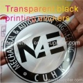 Personnalisé Big taille transparente étiquettes avec Black Printing, autocollants clair personnalisé