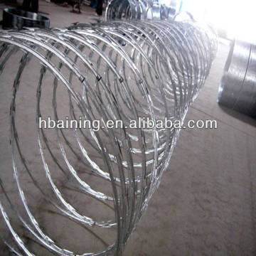 electric galvanized razor barbed wire( BTO-22,BTO-12 CBT-65 ISO9001 professional factory)