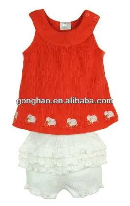 100% cotton baby clothing sets with cute embroidery