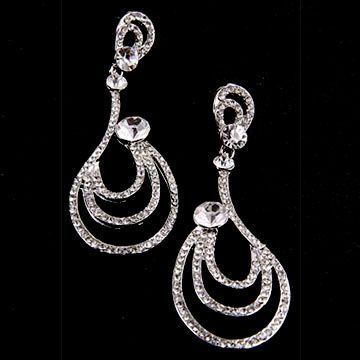 Drop Earrings, Decorated with Rhinestones, Available in Various Colors