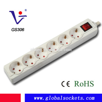6ways Germany Power schuko Socket with master switch