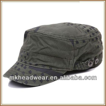 Customized Army/Military cap with irregular printing and metal eyelet decoration