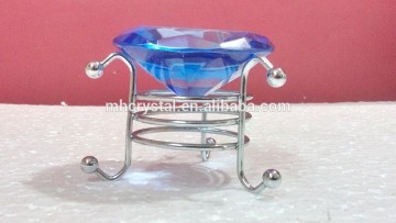 BLUE Crystal Diamond Paperweight WITH STAND MH-9428