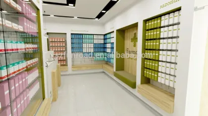 Green health products retail store eco-friendly wooden showcases