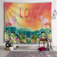 Tapeçaria Flamingo Flor Amor Tapeçaria Tapeçaria de Jardim Tropical para Sala de estar Quarto Casa Dormitório Decoração