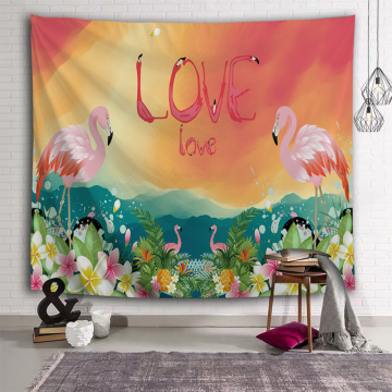 Flamingo Tapestry Flower Love Wall Hanging Tropical Garden Tapestry voor woonkamer Slaapkamer Home Dorm Decor