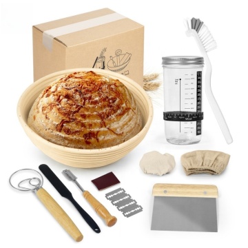 Bread Proofing Basket Set with Scoring Lame and Metal Scraper - Sourdough Starter Kit