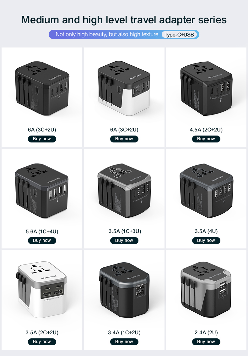 Universal 2-port 5v 2.4a Auto Ic Chip Travel Adapter With Eu/aus/uk/us ...