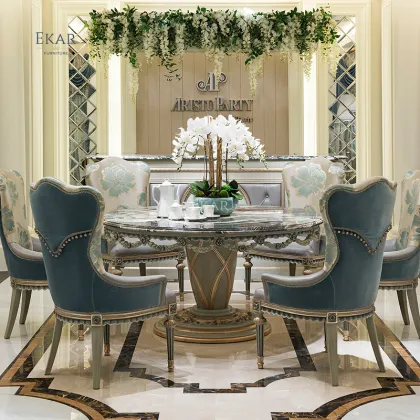 Classic Hand-Carved Royal Round Solid Wood Dining Table