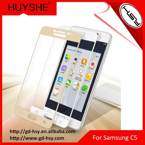 HUYSHE 9h 2.5d 0.3mm full cover free government touch tempered glass screen protector for Samsung c5
