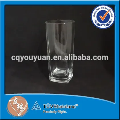 machine pressed square shape glass cup for juice