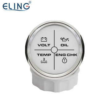 ELING 52mm Alarm Gauge - 4 LED Voltmeter, Oil Pressure & Water Temp Meter with Red Backlight for 12V/24V Cars