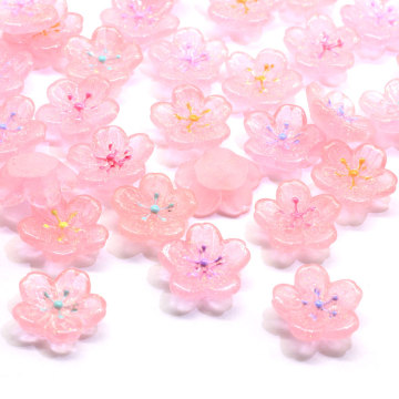 Belle 3D fleur de cerisier rose résine Cabochon perles 100 pièces / sac pour filles chambre ornements artisanat décor perles entretoise