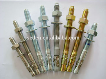 Steel or carbon steel wedge anchor with zinc plated or zinc yellow