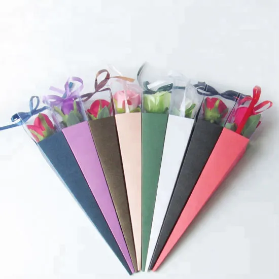 Custom Cone Long Stem Paper Rose Flower Box