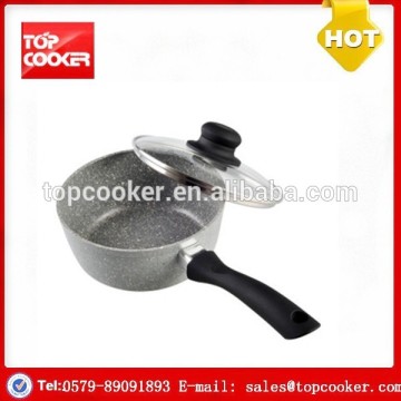 Aluminum forged marble coated two handles saucepan