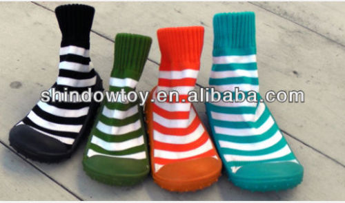 colorful stripes fashionable sweet-smelling soft rubber sole baby shoe socks