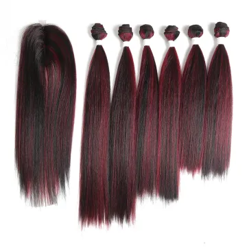 x- tress new ombre color high temperature fibre best synthetic weave hair bundles & closure
