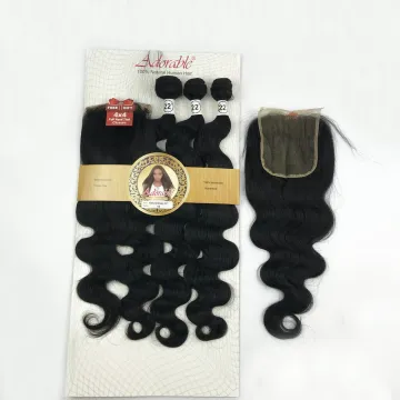 Alibaba online best selling, Adorable,body wave packed blend human hair mixed animal mixed synthetic hair  22 ,free closure