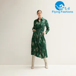 Green waist-cinching MIDI dress