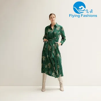 Green waist-cinching MIDI dress