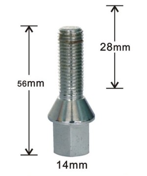 14mm hex cone seat wheel lug bolts