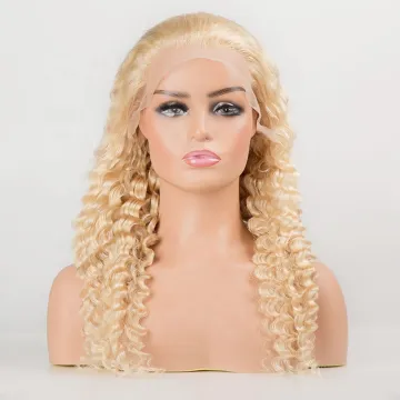 Indian Unprocessed  613 Deep Wave Honey Blonde 12a Human Virgin Hair Hd Lace Wigs 613 Full Lace Wig Curl Lace Frontal Wig