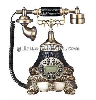 luxury black leather resin retro telephone for gifts factory