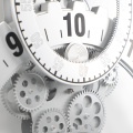 Big White Silver Gear Reloj de pared para oficina