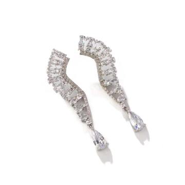 Twilight Tear Spiral Dangle Bridal CZ Earrings